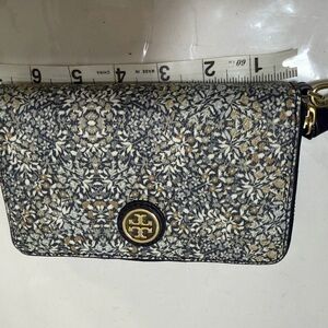 Tory Burch Blue and Gold Floral wallet/wristlet